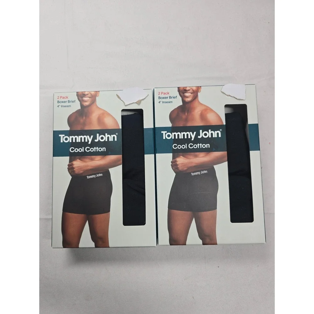 4 Pairs Tommy John Cool Cotton Boxer Briefs‎ Black Size Small NWT 2 Packs